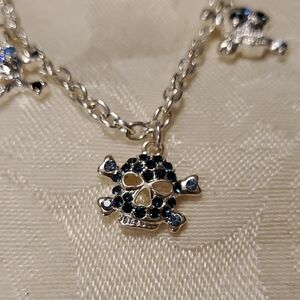 Silvertone Rhinestone Skull Bracelet